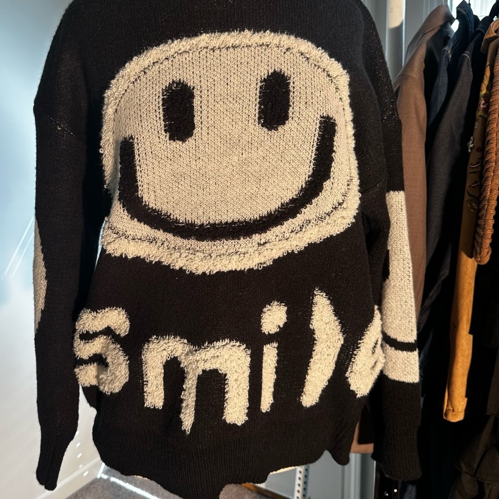 Black and White Smiley Face Sweater